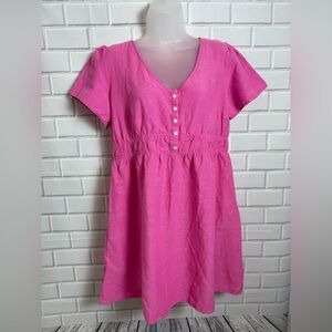 INGRID & ISABEL  Vibrant Pink Buttoned V-Neck Dress/size M